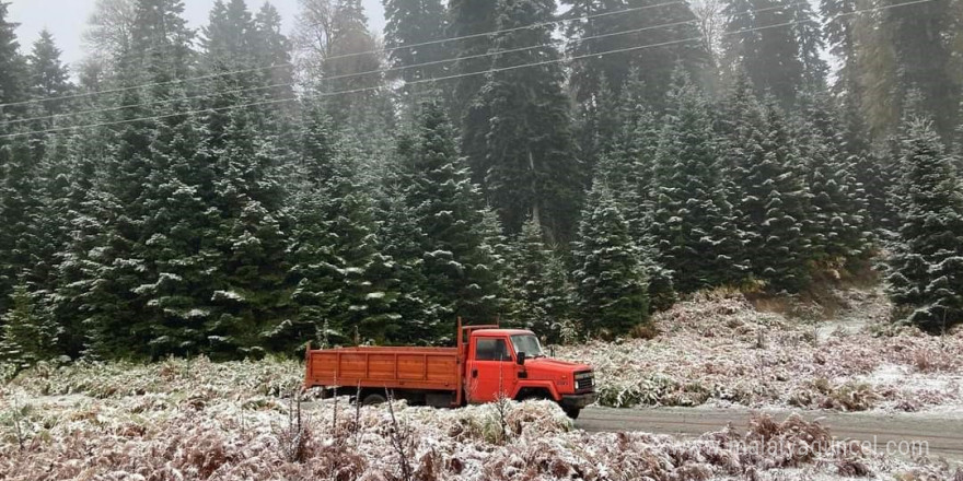 Mevsimin ilk karı yağdı: Bin 725 rakımlı yayla kısmen beyaza büründü