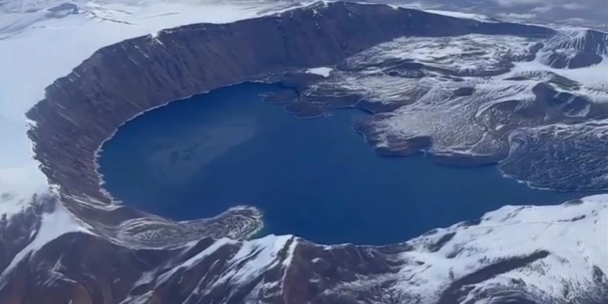 Nemrut Kalderası’nda muhteşem kar görüntüleri