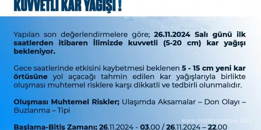 Niğde Valiliği’nden kuvvetli kar uyarısı