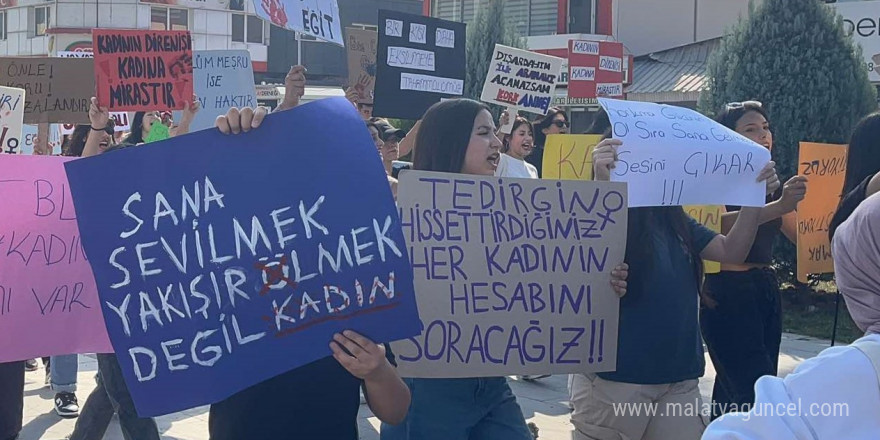 Öğrencilerden kadına ve çocuğa şiddete tepki