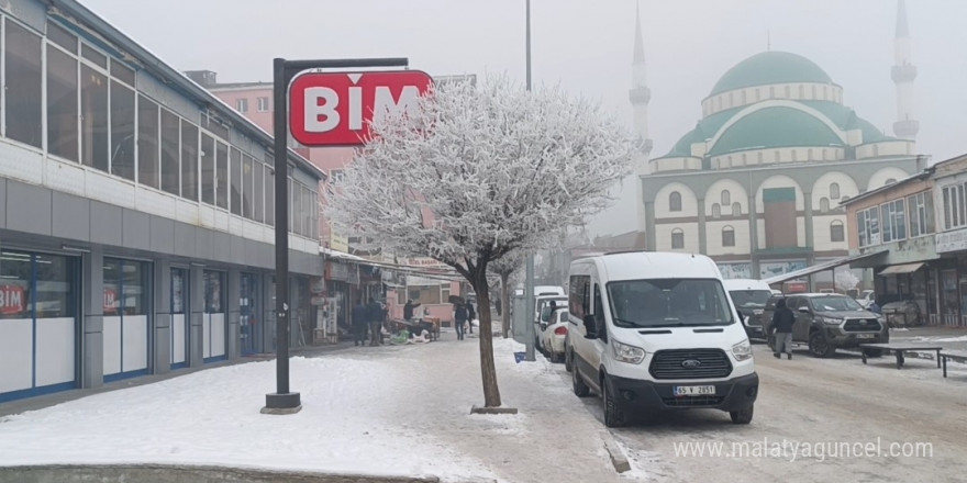 Özalp dondu, ağaçlar kırağı tuttu