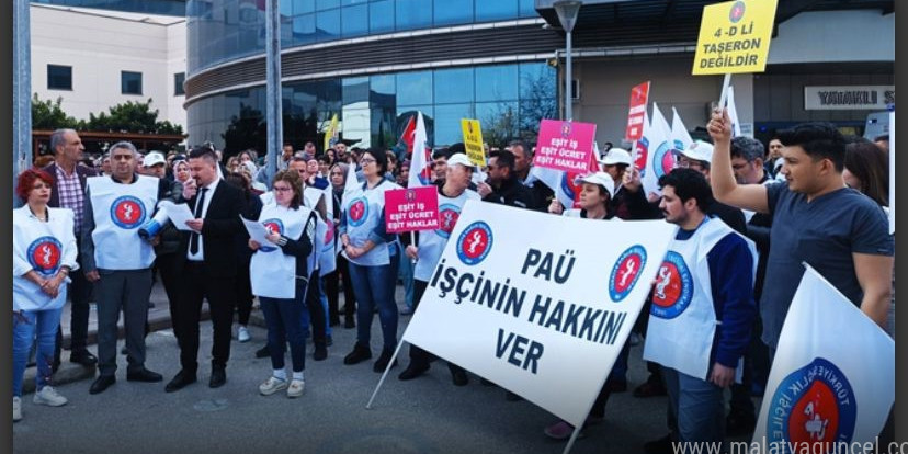 PAÜ Hastanesi çalışanları eylem yaptı