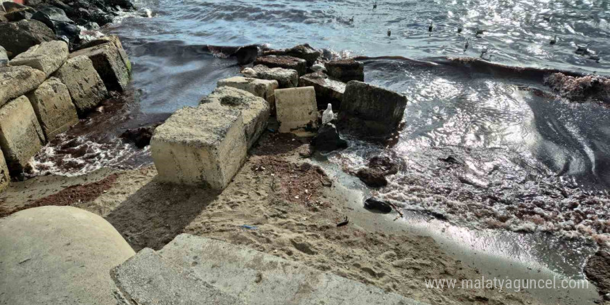 Poyraz fırtınası Marmara Denizi’ni kıyılarını kızıl renge boyadı