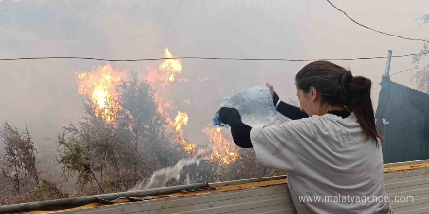 Sazlık alandaki yangına hortum ve bidonlarla müdahale ettiler