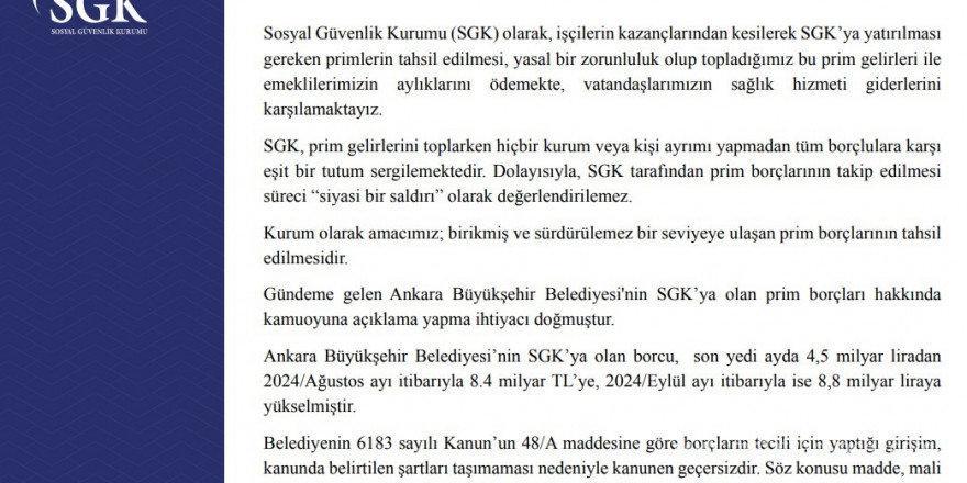 SGK: '(ABB’nin prim borçları) SGK ile rızaen anlaşma yapıldığı iddiası gerçeği yansıtmıyor'