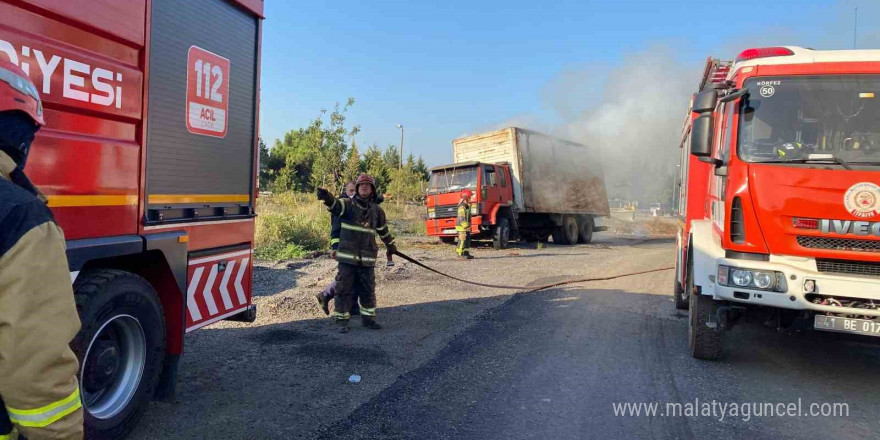 Talaş yüklü kamyon alevlere teslim oldu