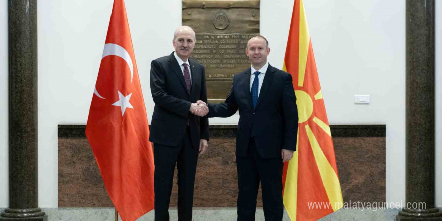 TBMM Başkanı Kurtulmuş, Kuzey Makedonya Meclisinde resmi törenle karşılandı