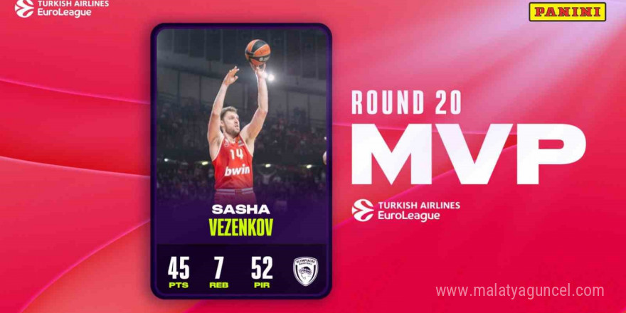 THY Euroleague’de 20. haftanın MVP’si Sasha Vezenkov oldu