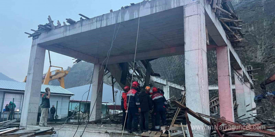 Trabzon’da bir inşaatın iskelesi çöktü: 1 kayıp, 3 yaralı