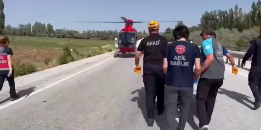 Trafik kazasına helikopterli müdahale