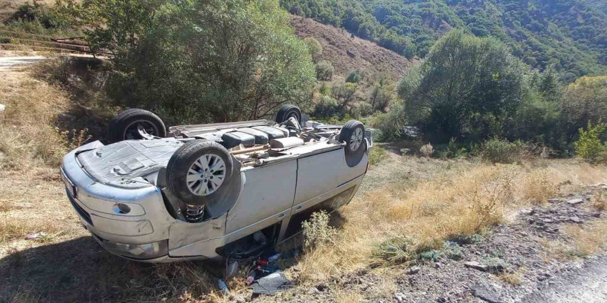 Tunceli’de otomobil ters döndü