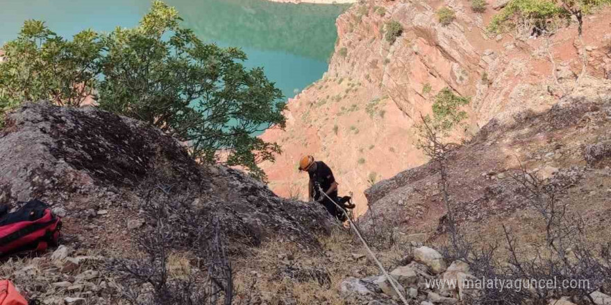 Uçurumda mahsur kalan çoban ve 6 koyun böyle kurtarıldı