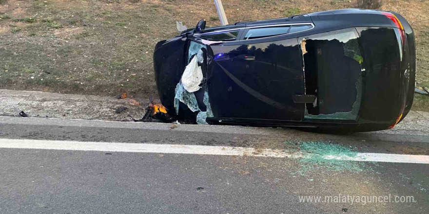 Ümraniye’de otomobil takla attı: 1 yaralı