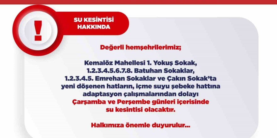 Uşak Belediyesi’nden su kesinti uyarısı