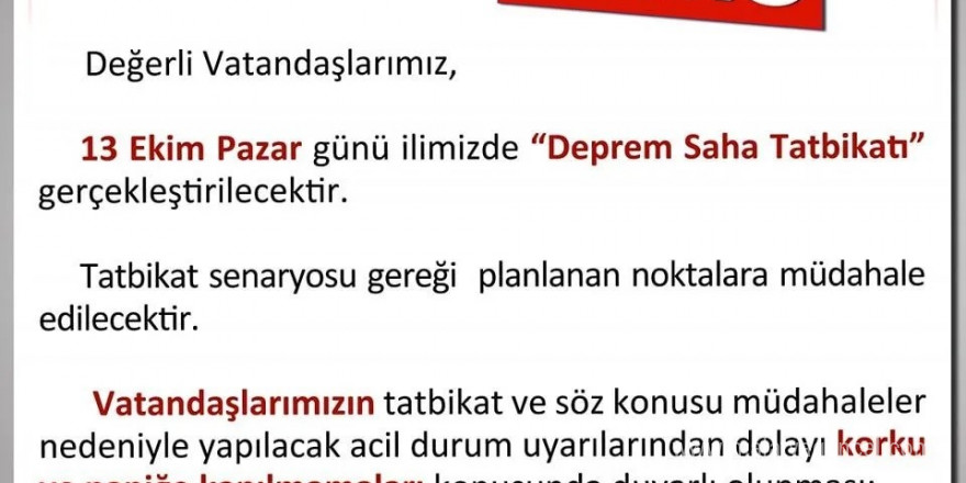 Uşak’ta Deprem Saha Tatbikatı gerçekleştirilecek