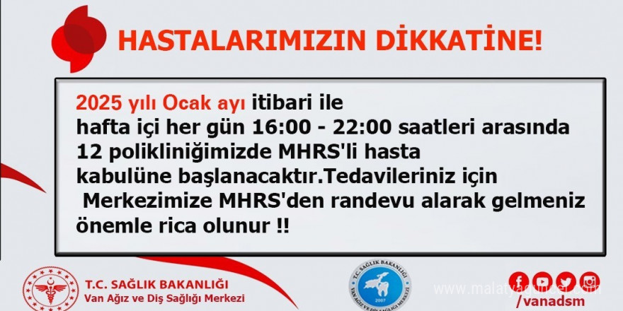 Van ADSM’de akşam polikliniği hizmeti başlıyor