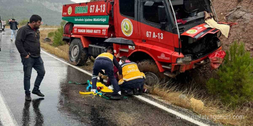 Yangın arazözü yoldan çıktı : 3 yaralı