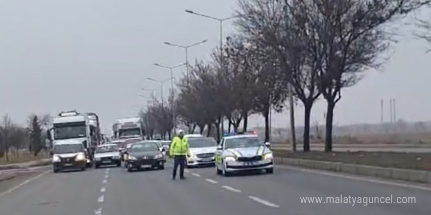 Yaralı köpeğe müdahale için trafik çift yönlü durduruldu