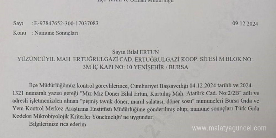 Yenişehir’de çok sayıda kişi zehirlenmişti...Tavuk döner masum çıktı